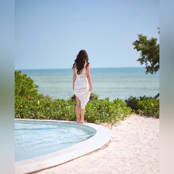 ZARA ~ Mesh Open Knit Dress with Seashells / coverup - Picture 11 of 16